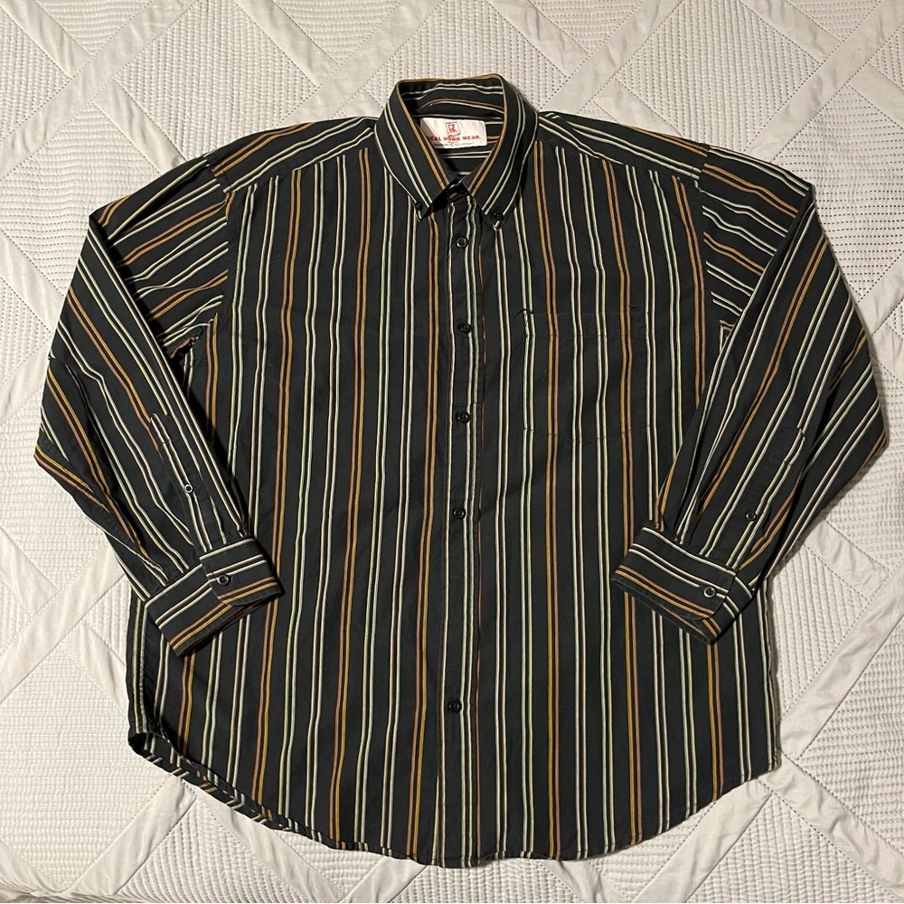 Vintage Real Work Wear Mens Button Down Shirt (L)